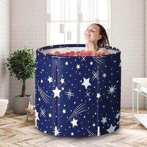 Portable Folding Freestanding Bathtub Pvc  Family Bathroom 25.6"H 27.5"D